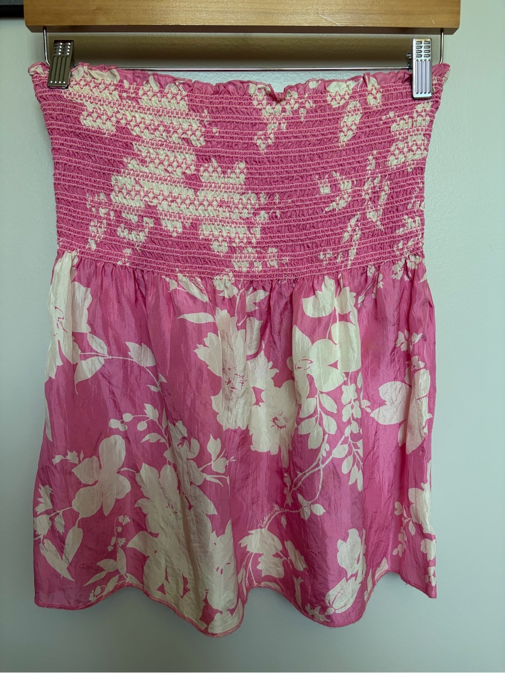 Victoria's Secret Pink and Cream Smocked Silk Dress